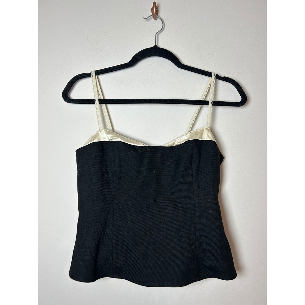 GEORGIE Black Ivory Beaded Straps Corset Style Top Womens Medium